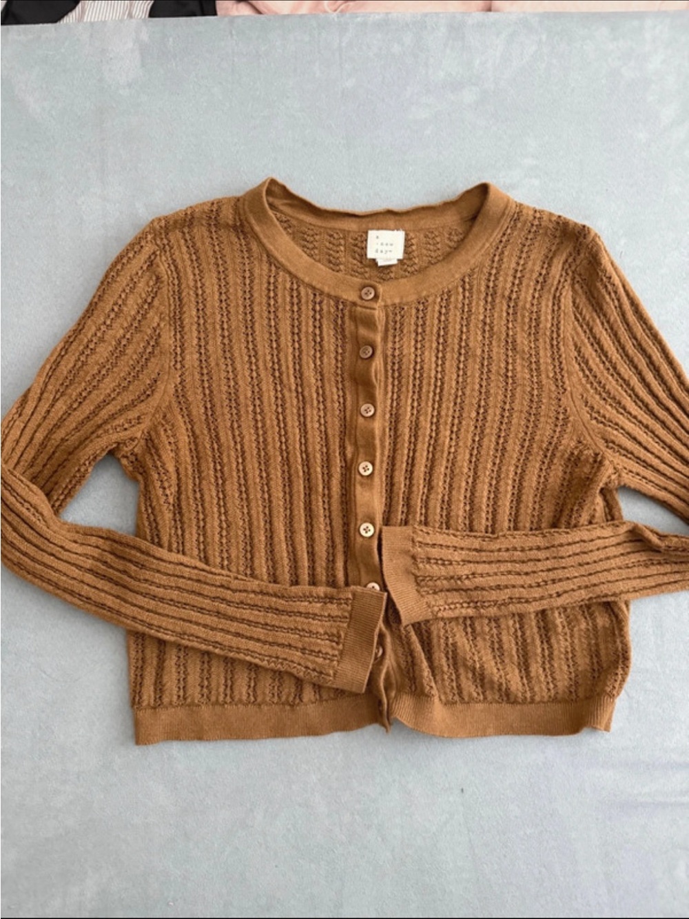 a new day Ribbed Button-Front Cardigan - Camel Brown